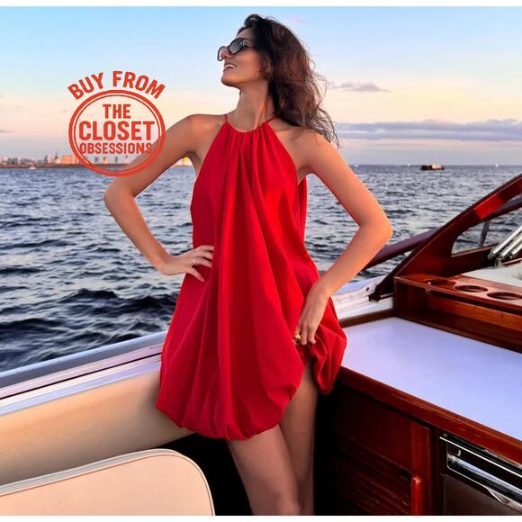 RARE!!! ZARA BLOGGER FAVE!!! Red Halter Neck Short Dress NWT ❤️ - Picture 9 of 16